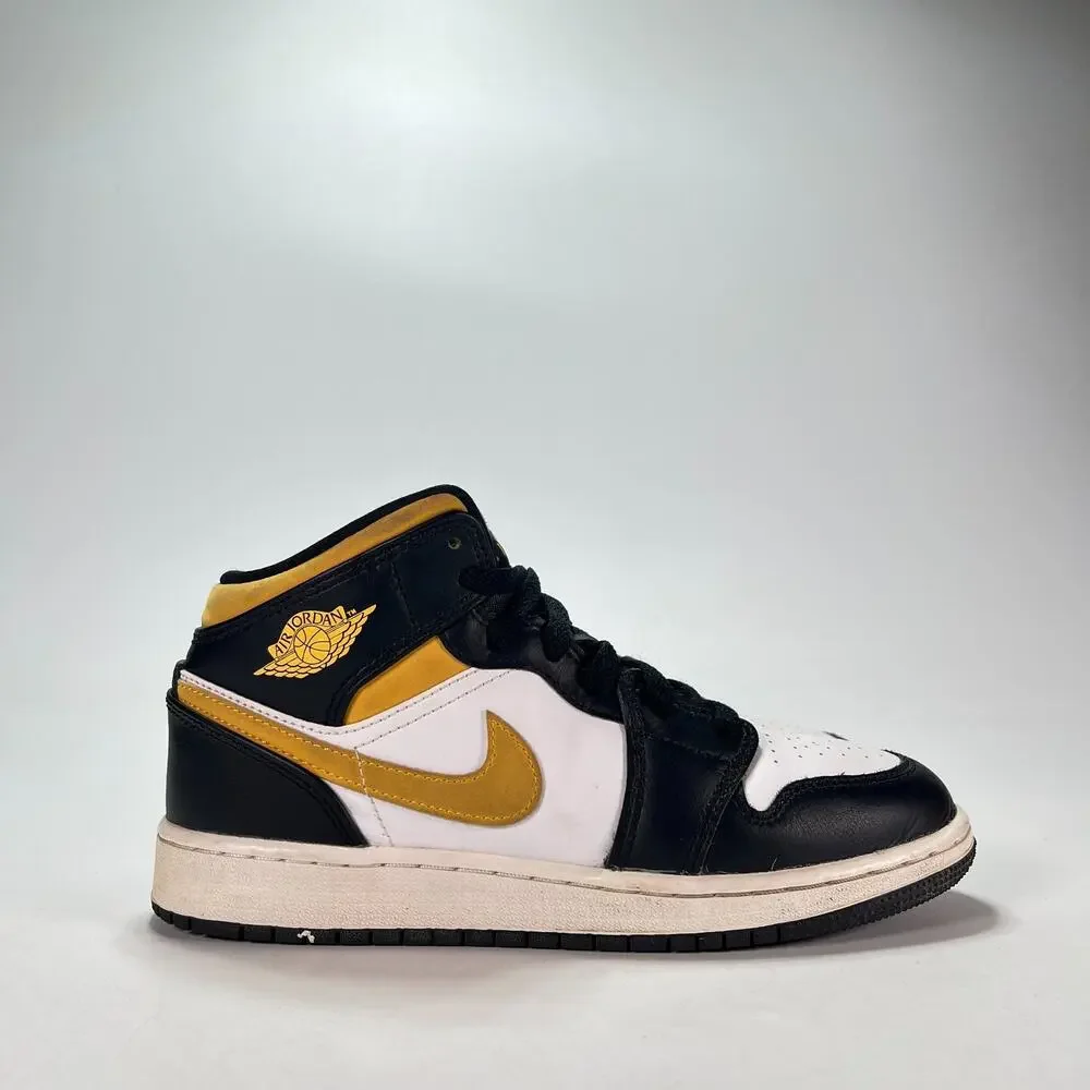 Air Jordan 1 Mid White Black Pollen Lifestyle Shoes 554725-177 Youth Size 4.5Y